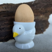 æggebæger hvidt glas kylling med gult næb gammel æggeholder